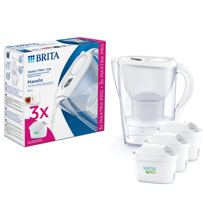 Кувшин-фильтр BRITA Marella 2,4 л с 3 картриджами MAXTRA PRO, белый