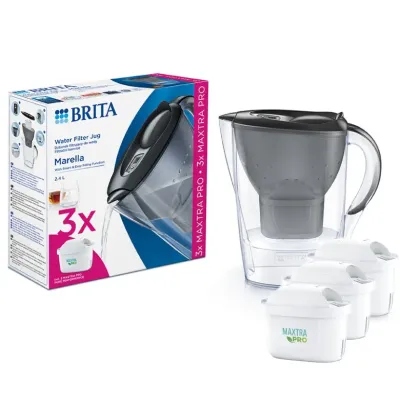 Кувшин-фильтр BRITA Marella 2,4 л с 3 картриджами MAXTRA PRO, графитовый