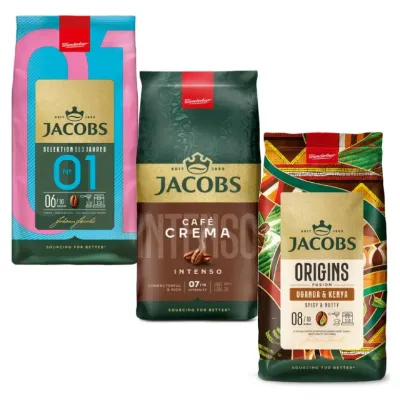 Набор кофе в зёрнах Jacobs 3x1 кг (Crema Intenso, Origins Kenya&Uganda, Selection Of The Year 01)