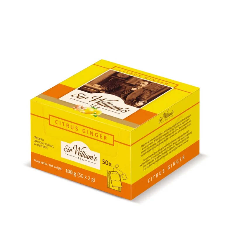 Фруктовый чай Sir William's Tea Citrus Ginger 50 пакетиков по 2 г