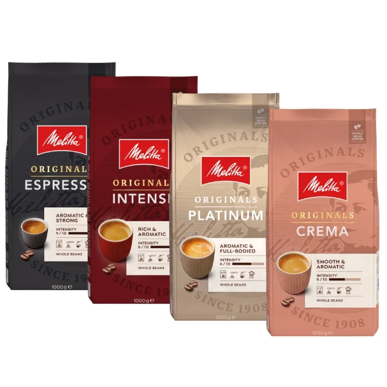 Набор кофе в зёрнах Melitta Originals 4х1 кг (Espresso, Intense, Platinum, Crema)