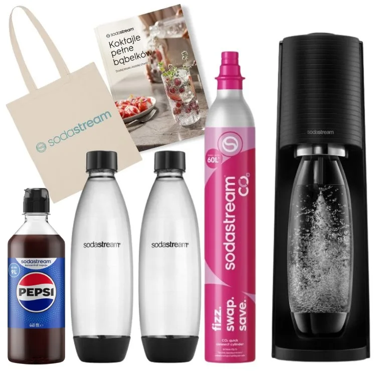Сатуратор для газирования воды SodaStream Terra черный с сиропом Pepsi