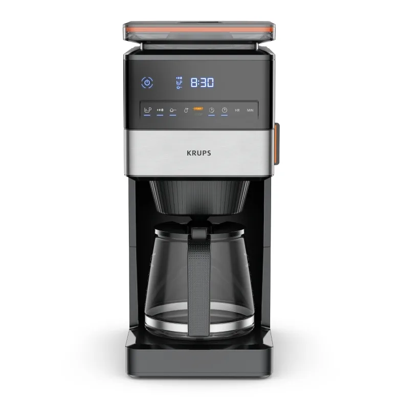 Кофеварка переливная KRUPS Grind Aroma XL KM842810 с кофемолкой, чёрная
