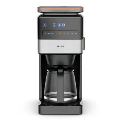 Кофеварка переливная KRUPS Grind Aroma XL KM842810 с кофемолкой, чёрная