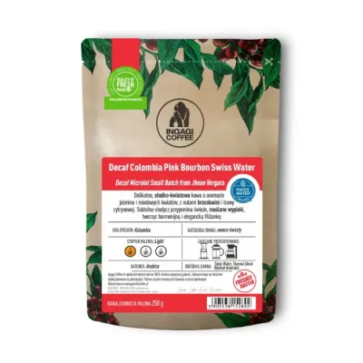Кофе в зернах Ingagi Coffee Decaf Colombia Pink Bourbon Swiss Water 250 г без кофеина