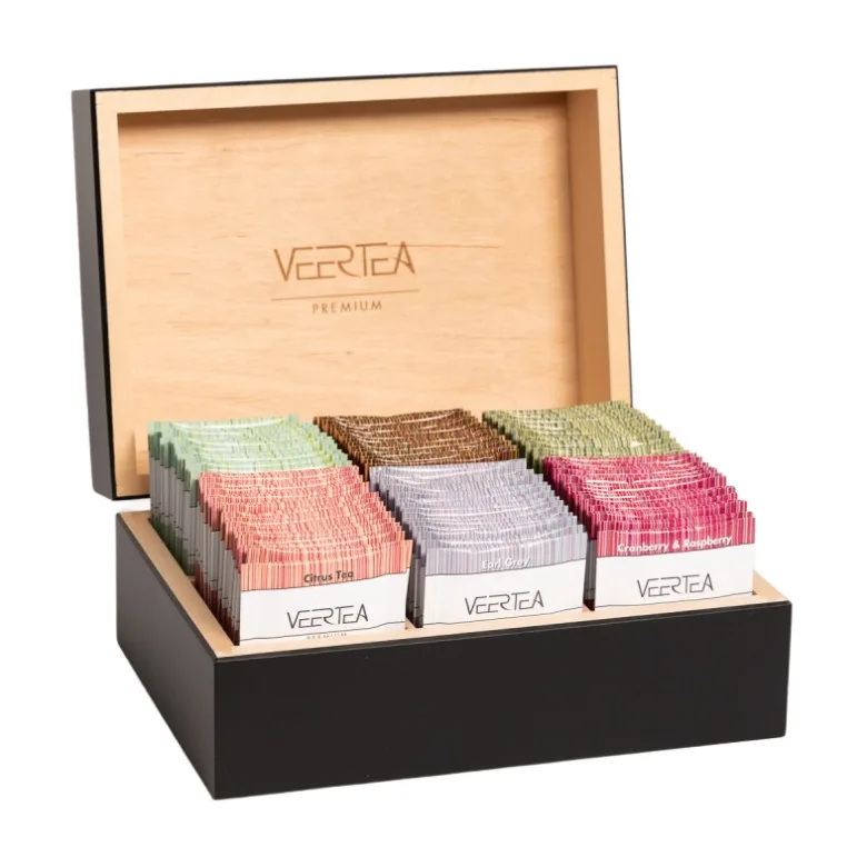 Деревянная шкатулка с чаями Veertea 90 пакетиков, чёрная