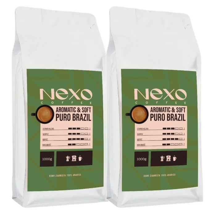 Кофе в зёрнах NEXO Coffee Puro Brazil, набор 2 упаковки по 1 кг