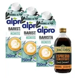 Набор Alpro Barista Coconut 3 x 750 мл и кофейный концентрат Jacobs Espresso Concentrate Sweet Caramel 485 мл — фото 1