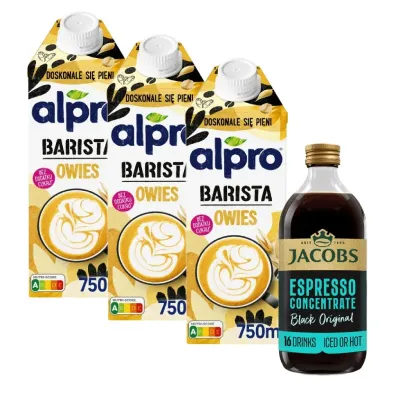 Набор Alpro Barista Oat 3 x 750 мл и кофейный концентрат Jacobs Espresso Concentrate Black Original 485 мл