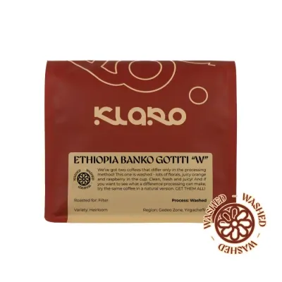 Кофе в зёрнах Klaro Etiopia Banko Gotiti Washed, светлая обжарка, для фильтра, 200 г