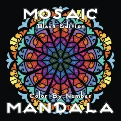 Раскраска по номерам Sunlife Drawing — Mosaic Mandala: 30 мандал на чёрном фоне (Black Edition), 68 стр.