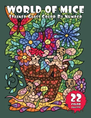 Раскраска по номерам Sunlife Drawing — Мир мышей в стиле витража: 30 рисунков, 78 стр.