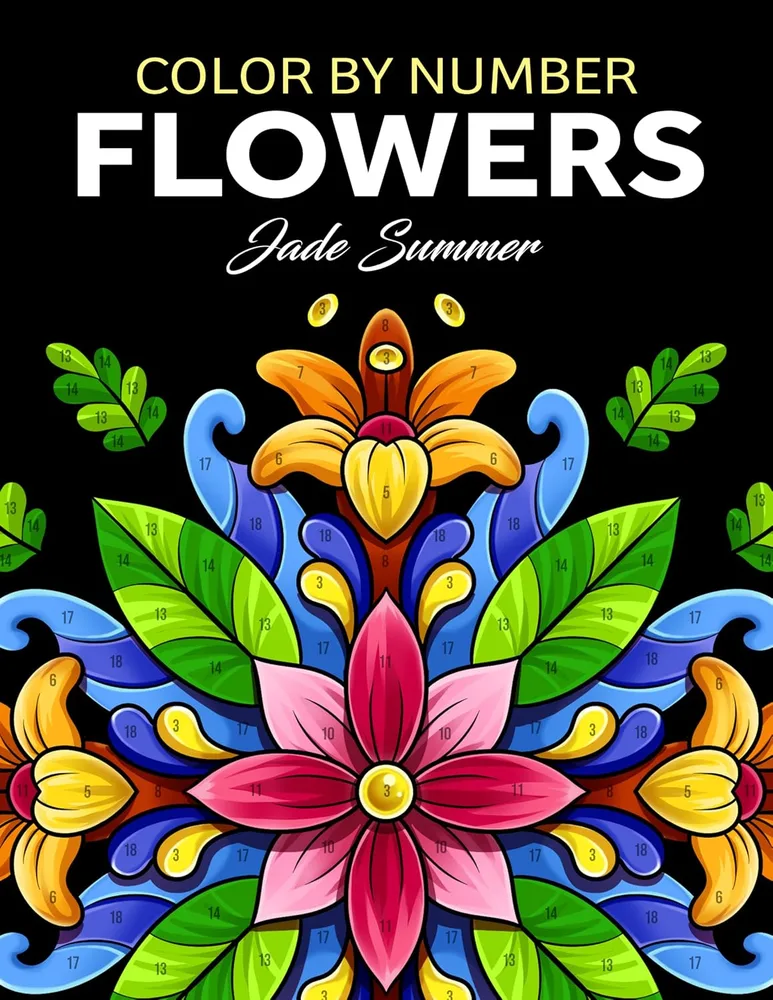 Раскраска по номерам Jade Summer — Цветы, для взрослых, 110 стр.