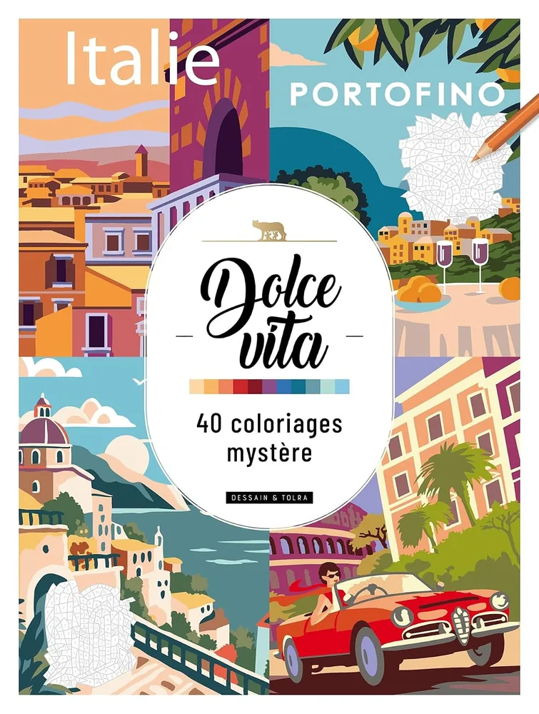 Раскраска по номерам Dessain et Tolra — Dolce vita, 40 загадочных раскрасок, 96 стр.