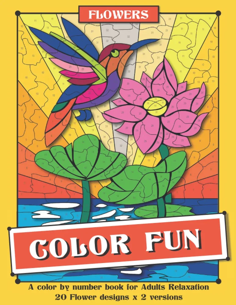 Раскраска по номерам Jennifer Rolling — Color Fun Flowers, 20 цветов в двух вариантах, 87 стр.