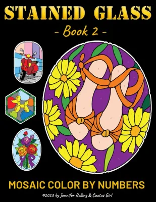 Раскраска по номерам Jennifer Rolling — Витражная мозаика, книга 2, 61 стр.