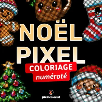 Раскраска по номерам Pixelcolorist Books — Пиксельное Рождество, для взрослых, французское издание, 123 стр.