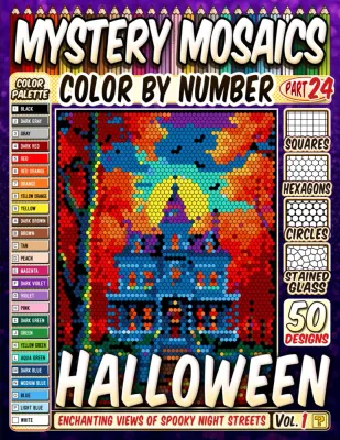 Раскраска по номерам Pipo Pixel — Ночь Хэллоуина, загадочная мозаика, 120 стр.
