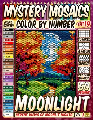 Раскраска по номерам Pipo Pixel — Лунные пейзажи, загадочная мозаика, 120 стр.