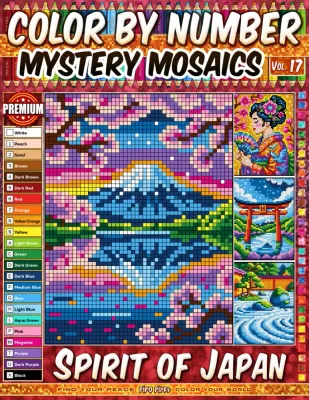 Раскраска по номерам Pipo Pixel — Дух Японии, загадочная мозаика, пиксель-арт, Vol. 17, 42 стр.