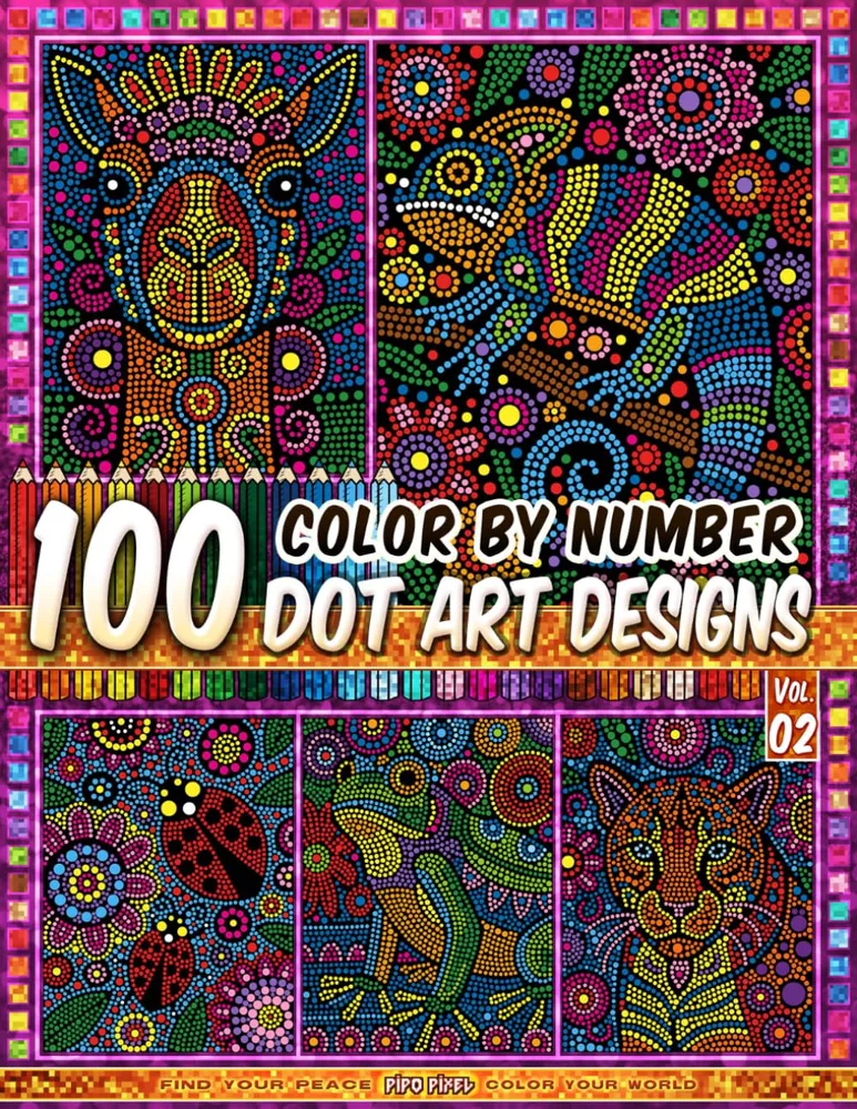 Раскраска по номерам Pipo Pixel — Животные в народном стиле, Dot Art, Vol. 02, 212 стр.
