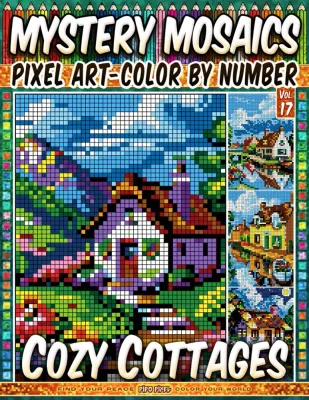 Раскраска по номерам Pipo Pixel — Уютные домики, загадочная мозаика, пиксель-арт, Vol. 17, 212 стр.