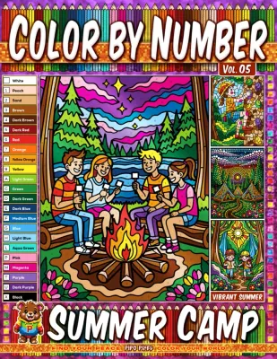 Раскраска по номерам Pipo Pixel — Летний лагерь, летний выпуск, Vol. 05, 42 стр.