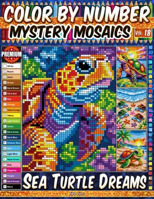 Раскраска по номерам Pipo Pixel — Морские черепахи, загадочная мозаика, пиксель-арт, Vol. 18, 42 стр.