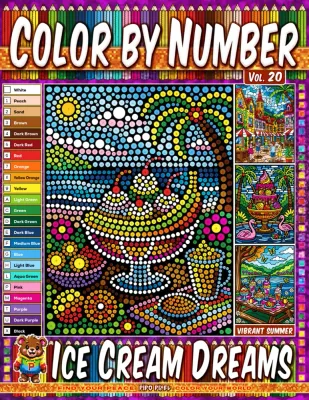 Раскраска по номерам Pipo Pixel — Мечты о мороженом, летний выпуск, Vol. 20, 42 стр.