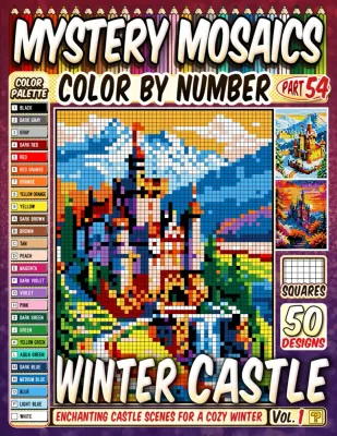 Раскраска по номерам Pipo Pixel — Зимний замок, загадочная мозаика, пиксель-арт, 120 стр.