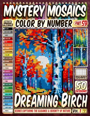 Раскраска по номерам Pipo Pixel — Берёзы, загадочная мозаика, пиксель-арт, 120 стр.