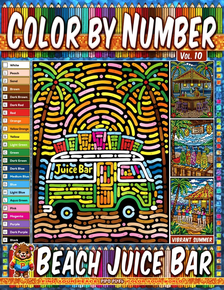 Раскраска по номерам Pipo Pixel — Пляжный фреш-бар: смузи и коктейли, Vol. 10, 42 стр.