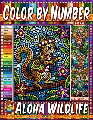 Раскраска по номерам Pipo Pixel — Алоха: животные Гавайев, летний выпуск, Vol. 08, 42 стр.