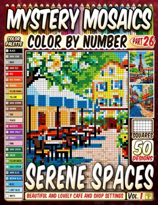 Раскраска по номерам Pipo Pixel — Уютные места: кафе и магазинчики, мозаика, 120 стр.