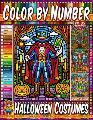 Раскраска по номерам Pipo Pixel — Хэллоуинские костюмы, Vol. 35, 42 стр.