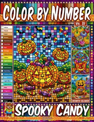 Раскраска по номерам Pipo Pixel — Жуткие сладости, Хэллоуин, Vol. 31, 42 стр.