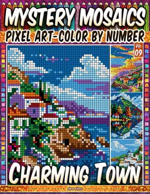 Раскраска по номерам Pipo Pixel — Очаровательные городки, загадочная мозаика, пиксель-арт, Vol. 09, 212 стр.