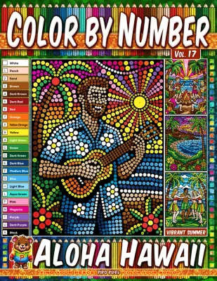Раскраска по номерам Pipo Pixel — Алоха, Гавайи: тропический остров, Vol. 17, 42 стр.