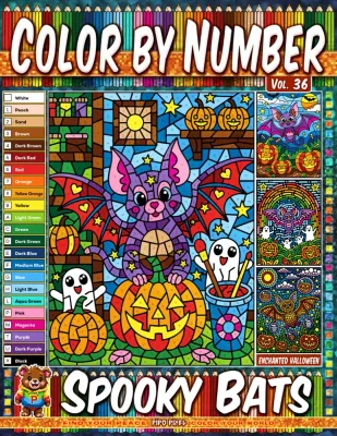 Раскраска по номерам Pipo Pixel — Летучие мыши, Хэллоуин, Vol. 36, 42 стр.