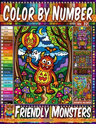 Раскраска по номерам Pipo Pixel — Дружелюбные монстры, Хэллоуин, Vol. 32, 42 стр.