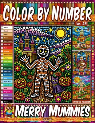 Раскраска по номерам Pipo Pixel — Весёлые мумии, Хэллоуин, Vol. 28, 42 стр.