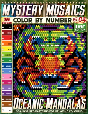 Раскраска по номерам Pipo Pixel — Океанские мандалы, лёгкий уровень, Vol. 04, 110 стр.