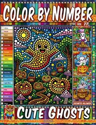 Раскраска по номерам Pipo Pixel — Милые привидения, Хэллоуин, Vol. 22, 42 стр.