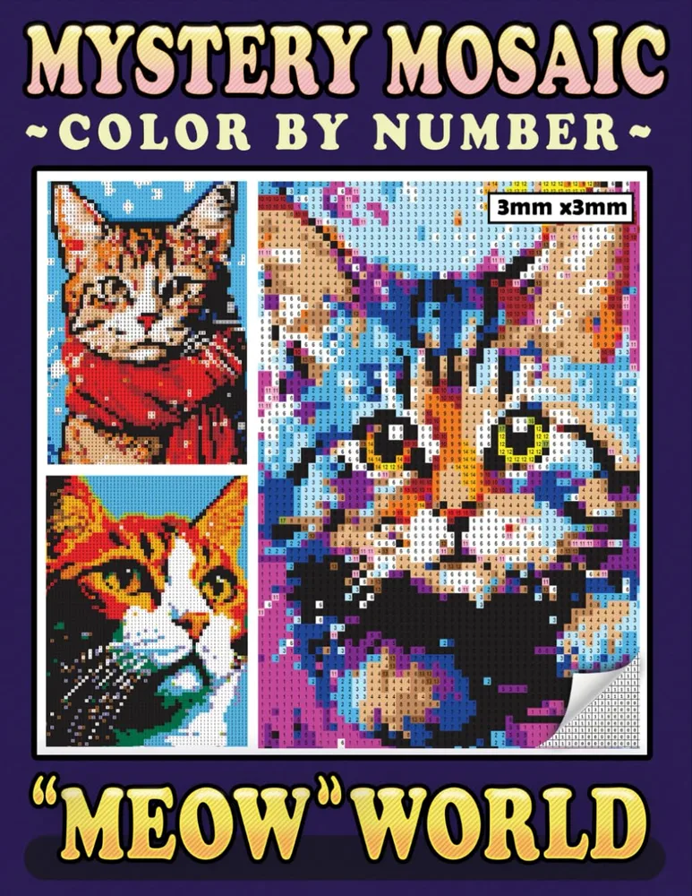 Раскраска по номерам Maximus Prime — Загадочная мозаика Meow World: кошки, пиксельные картинки, 82 стр.