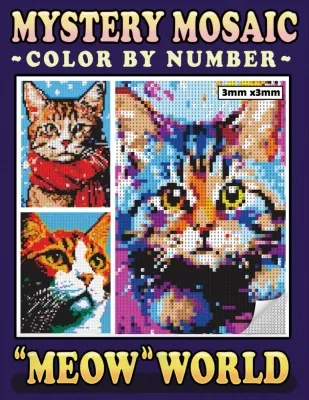 Раскраска по номерам Maximus Prime — Загадочная мозаика Meow World: кошки, пиксельные картинки, 82 стр.