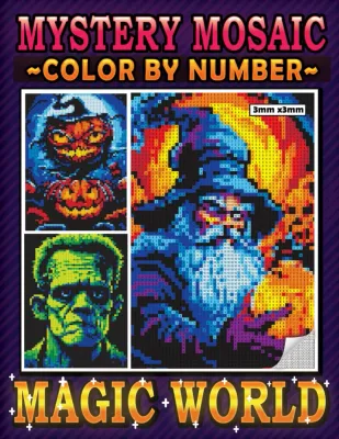 Раскраска по номерам Maximus Prime — Загадочная мозаика Magic World: Хэллоуин, пиксельные картинки, 77 стр.