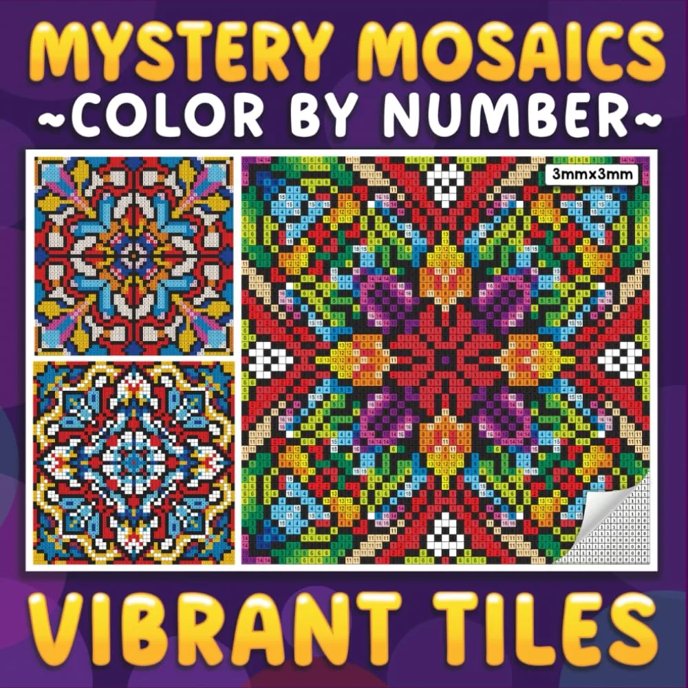 Раскраска по номерам Maximus Prime — Загадочная мозаика Vibrant Tiles: узоры-плитки, для взрослых и подростков, 80 стр.