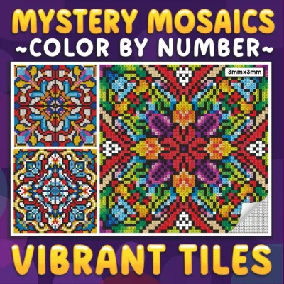 Раскраска по номерам Maximus Prime — Загадочная мозаика Vibrant Tiles: узоры-плитки, для взрослых и подростков, 80 стр.