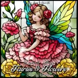 Раскраска по номерам Adam Davis — Феи и цветы в стиле витража, для взрослых, 134 стр. — фото 2