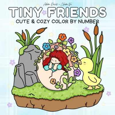 Раскраска по номерам Adam Davis — Tiny Friends, милые уютные рисунки для подростков и взрослых, 88 стр.